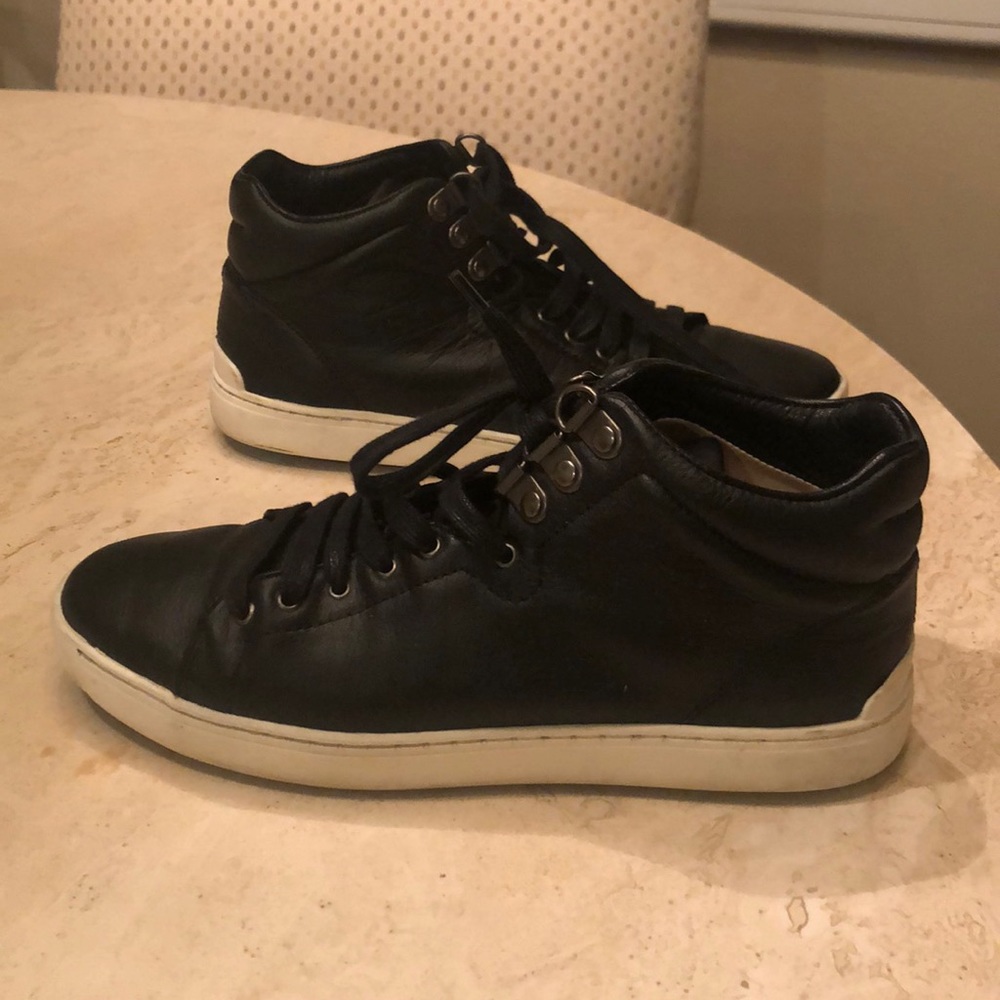 rag & bone Black Leather Lace-Up Sneakers with White Sole - Picture 7 of 8
